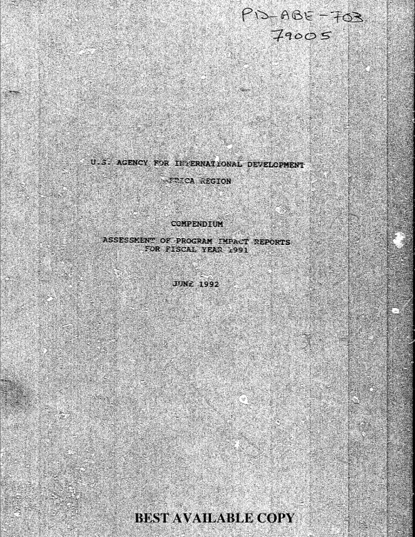 US Agency for International Development, Africa region : compendium -- assessment of program impact reports for fiscal year 1991