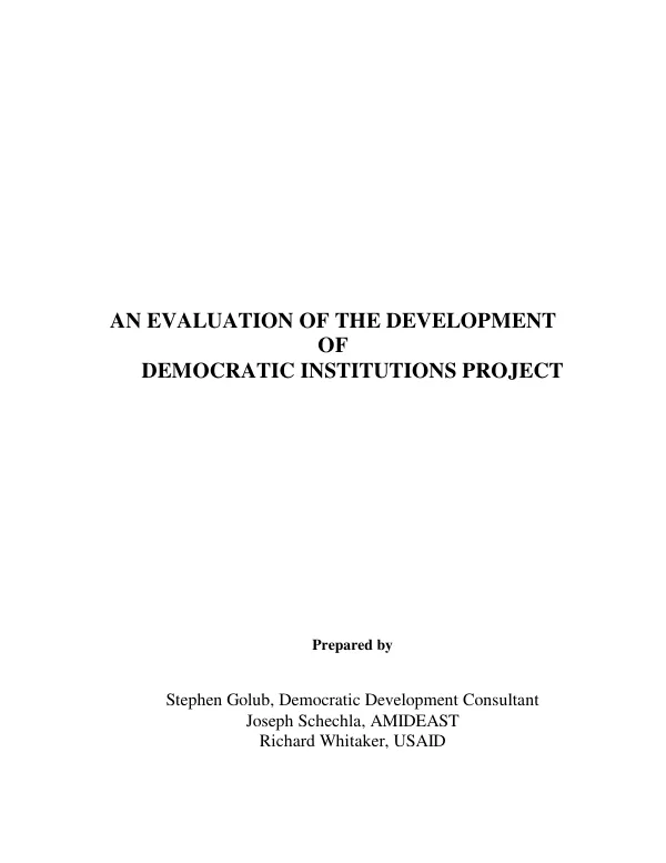 Evaluation of the development of democratic institutions project