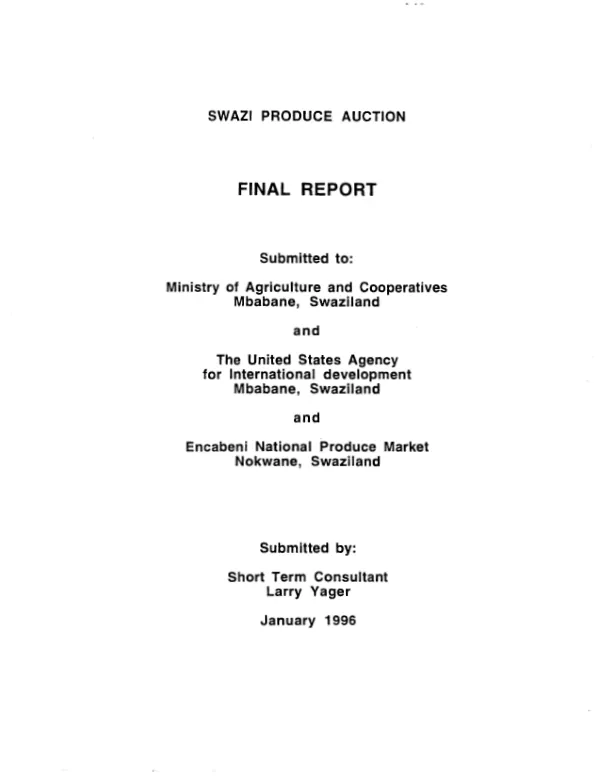 Swazi produce auction : final report
