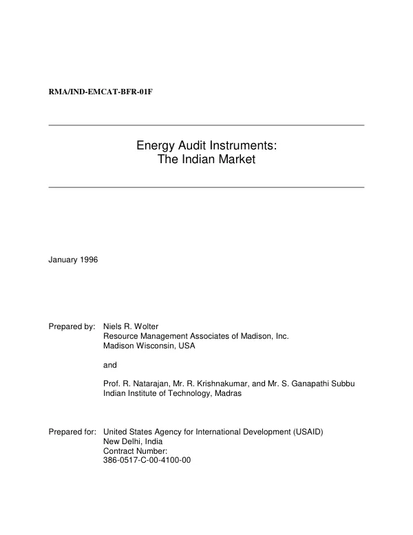 Energy audit instruments : the Indian market