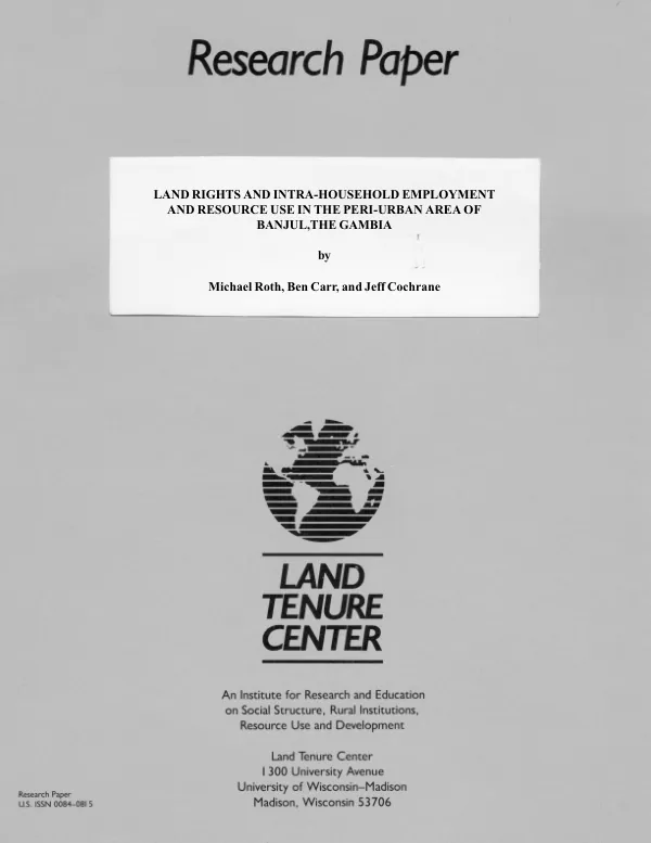 Land rights and intra-household employment and resource use in the peri-urban area of Banjul, The Gambia