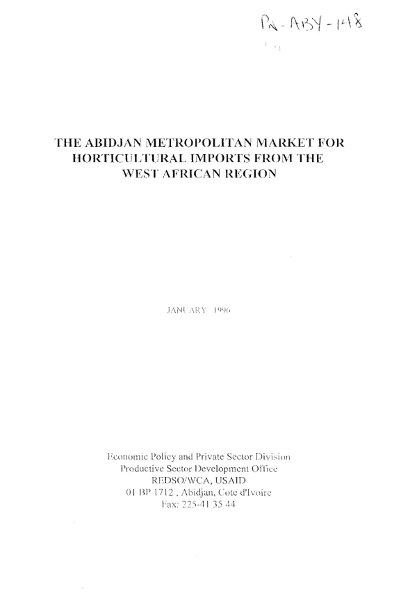 Abidjan metropolitan market for horticultural imports from the West African region