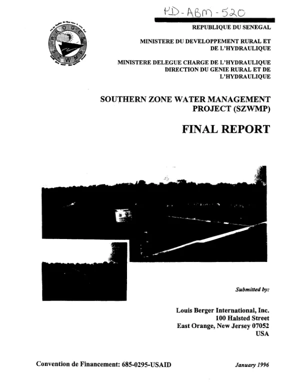 Southern Zone water management project (SZWMP) final report