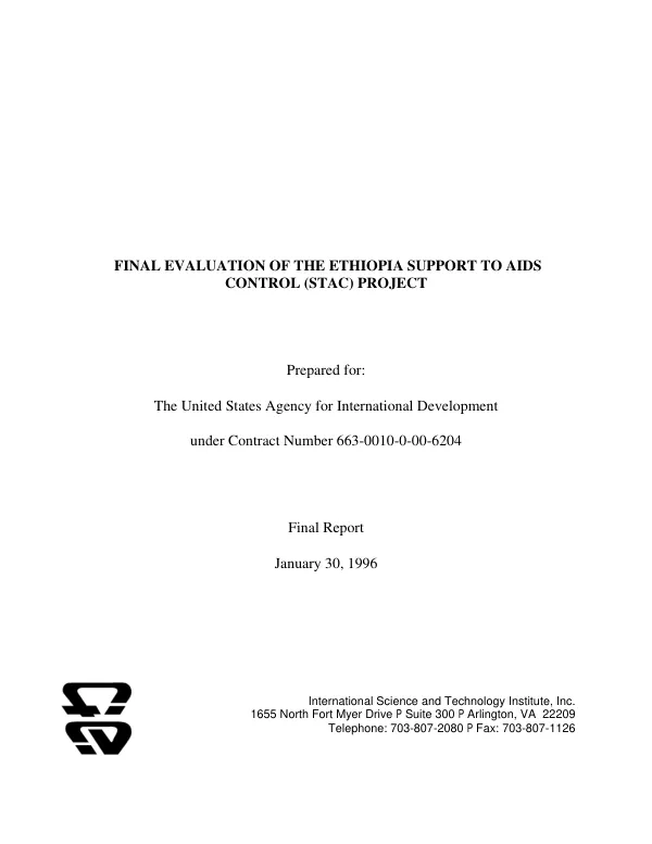 Final evaluation of the Ethiopia Support to AIDS Control (STAC) project