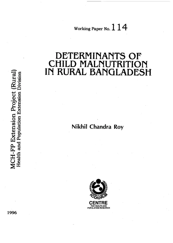 Determinants of child malnutrition in rural Bangladesh