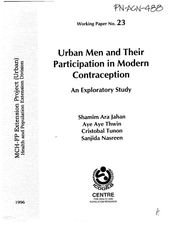 Urban men and their participation in modern contraception : an exploratory study