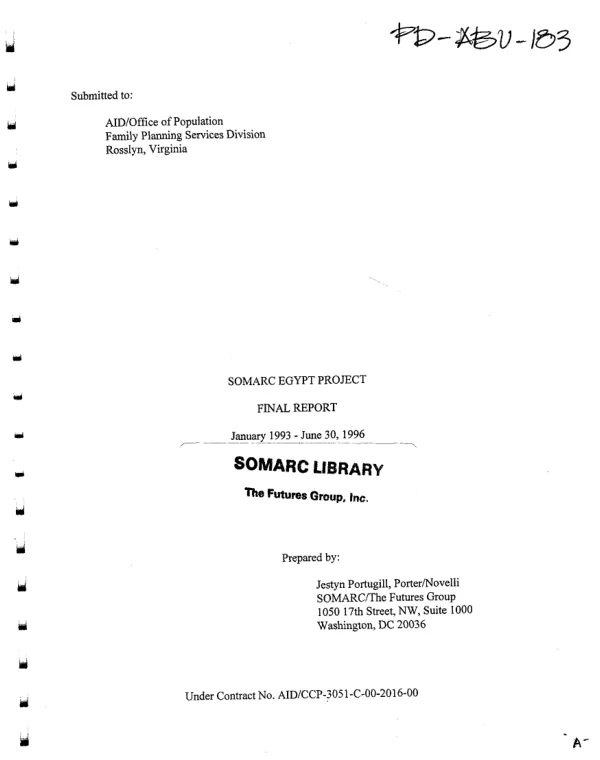 SOMARC Egypt project final report, January 1993-June 30, 1996