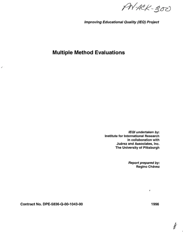 Improving educational quality (IEQ) project : multiple method evaluations