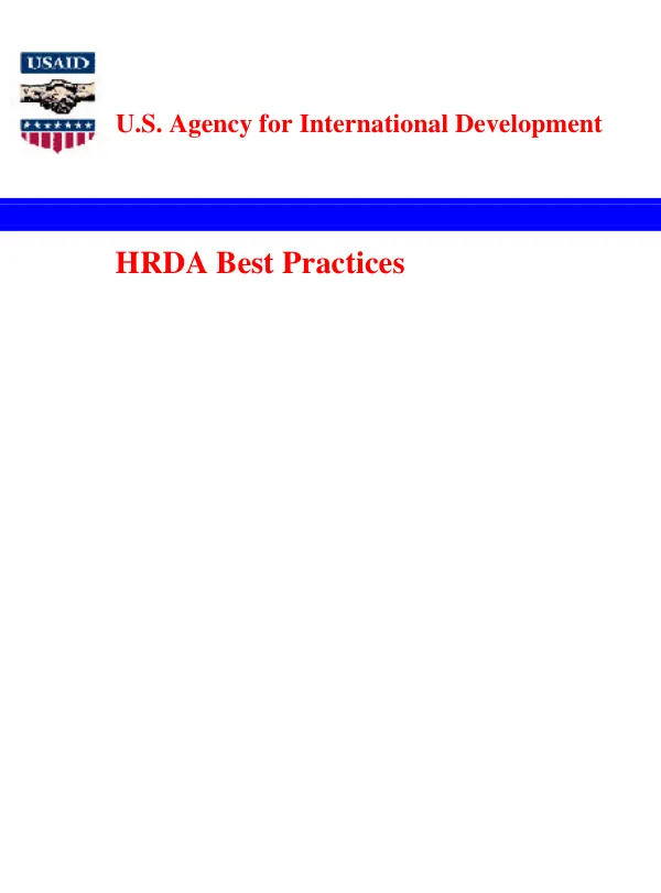 HRDA [human resources development assistance] best practices