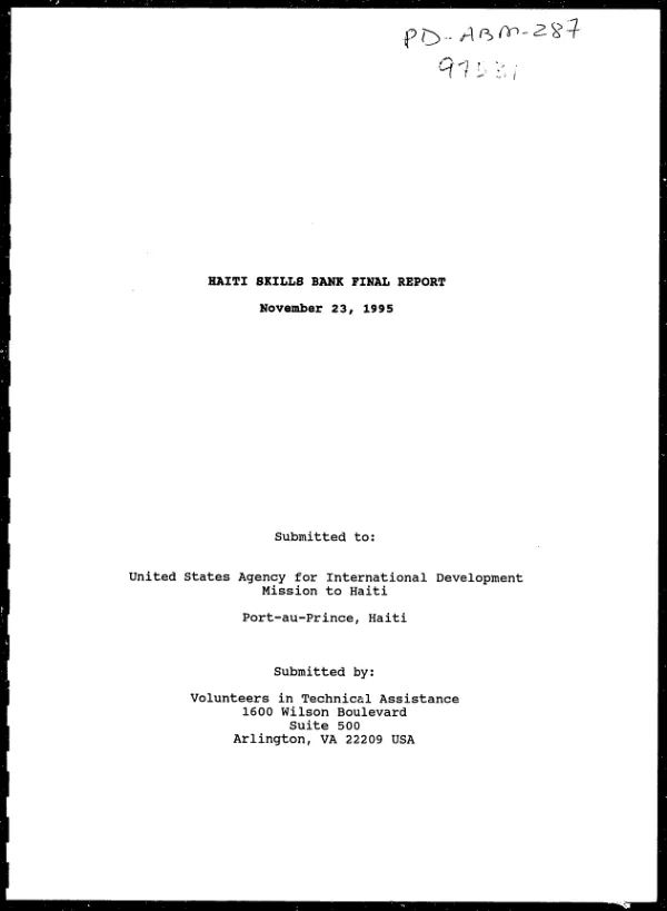 Haiti skills bank final report
