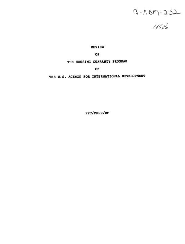 Review of the housing guaranty program of the U. S. Agency for International Development