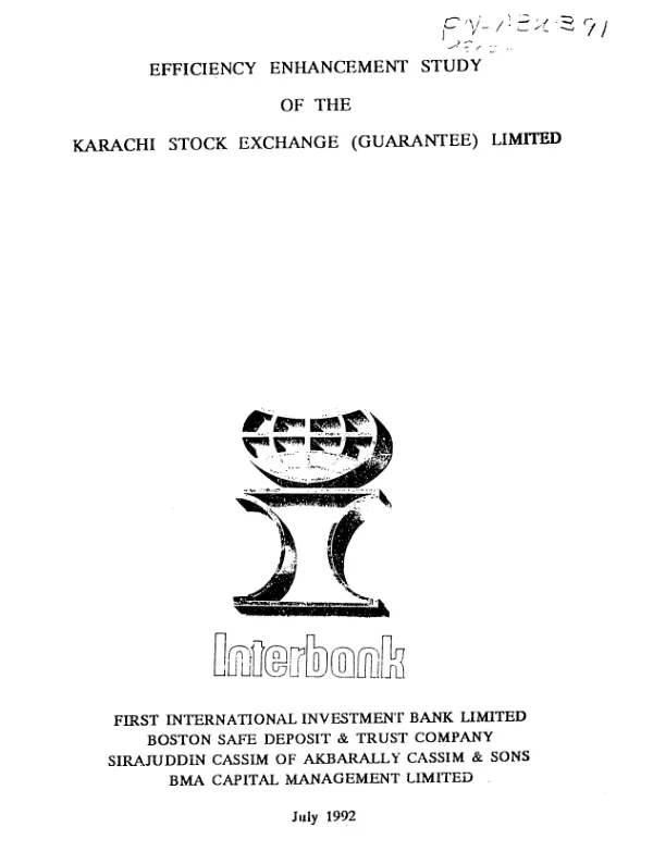 Efficiency enhancement study of the Karachi Stock Exchange (Guarantee) Limited