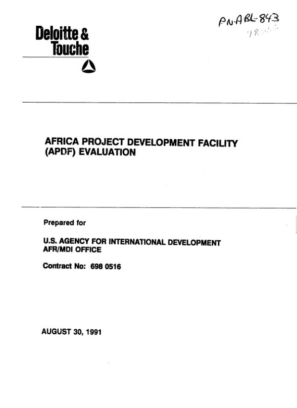 Africa Project Development Facility (APDF) evaluation