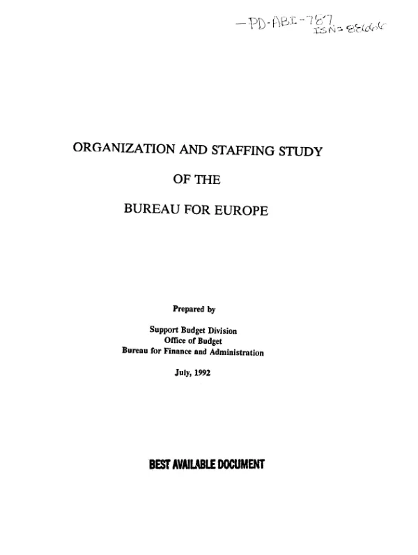 Organization and staffing study of the Bureau for Europe