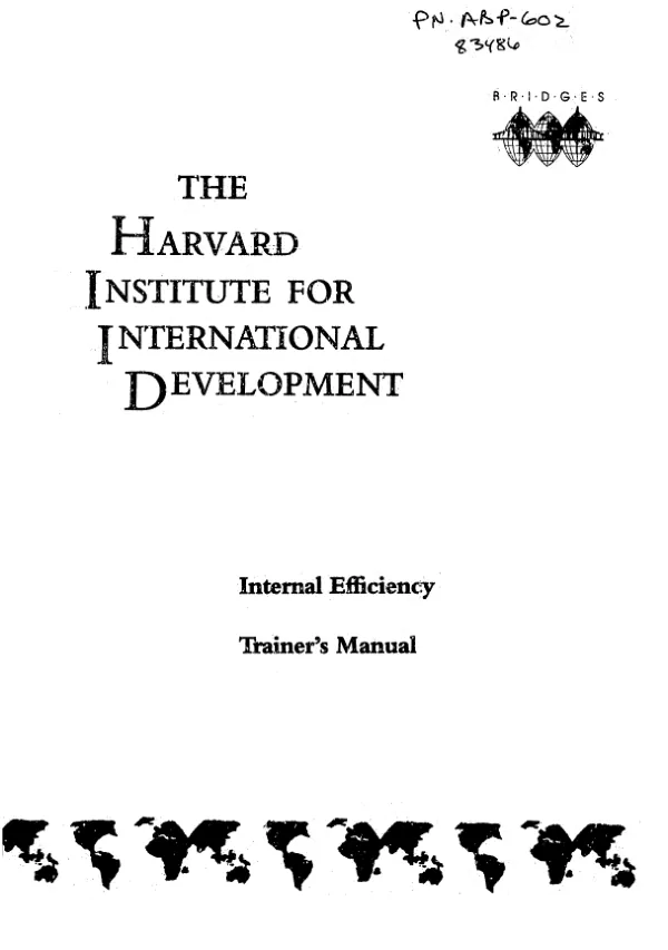 Internal efficiency : trainer"s manual
