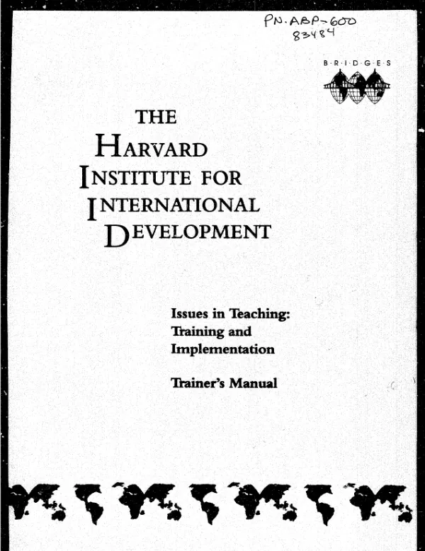 Issues in teaching : training and implementation -- trainer"s manual