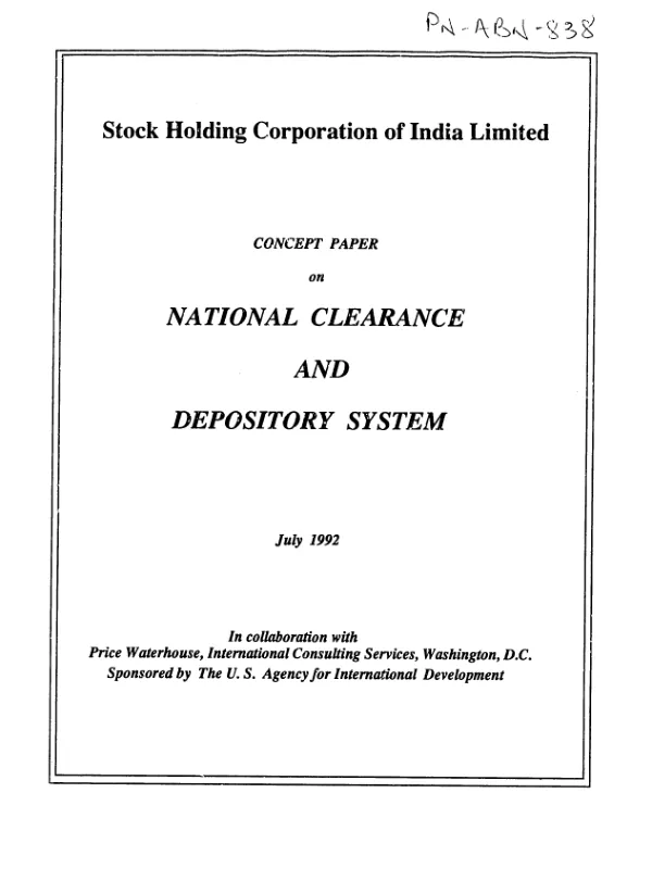 Concept paper on National Clearance and Depository System