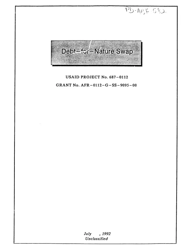 Debt-for-nature swap : project paper supplement no. 1