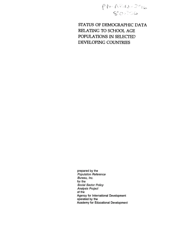 Status of demographic data relating to school age populations in selected developing countries