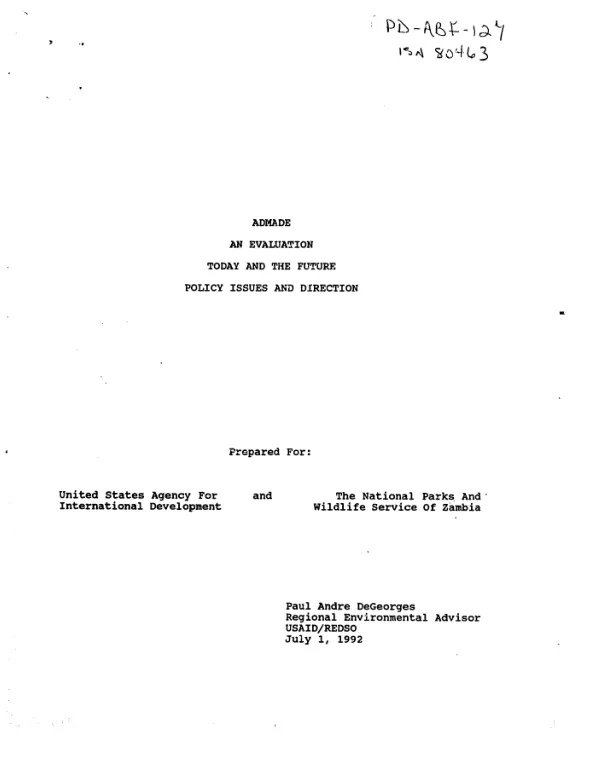 ADMADE : an evaluation today and the future policy issues and direction