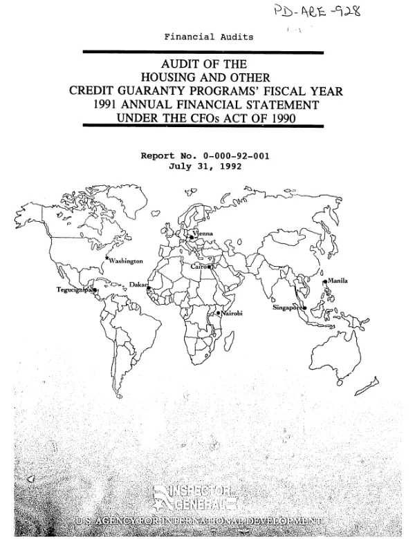 Audit of the housing and other credit guaranty programs" fiscal year 1991 annual financial statement under the CFOs Act of 1990