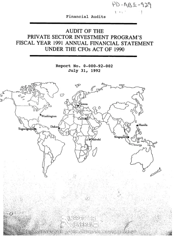 Audit of the private sector investment program"s fiscal year 1991 annual financial statement under the CFOs act of 1990