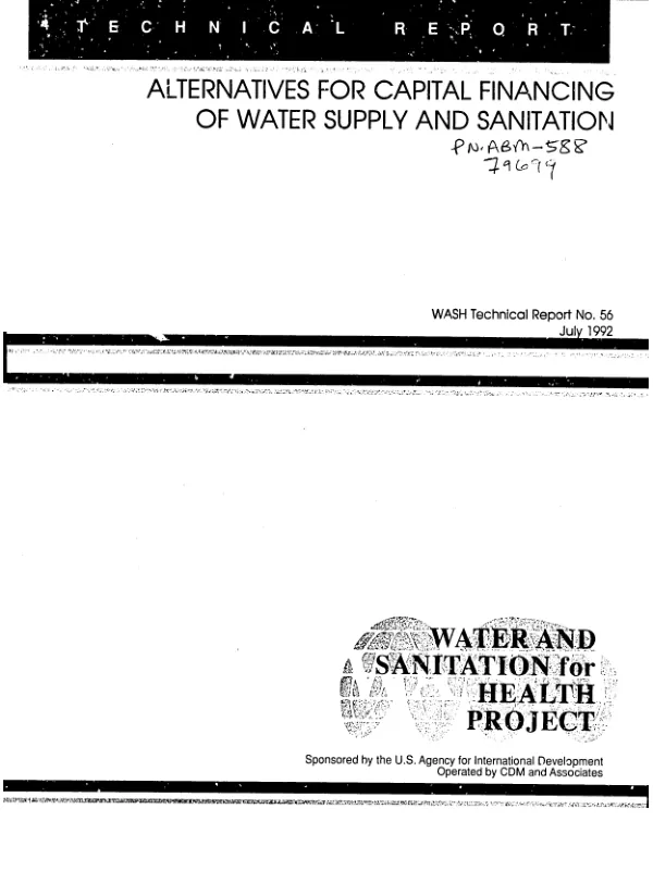 Alternatives for capital financing of water supply and sanitation
