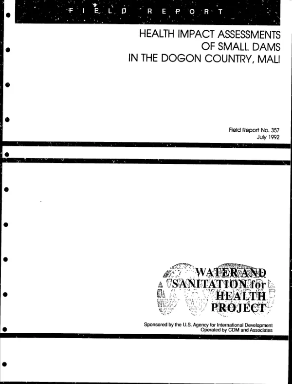 Health impact assessments of small dams in the Dogon country, Mali