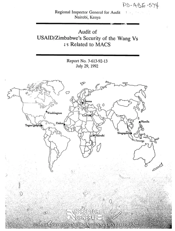 Audit of USAID/Zimbabwe"s security of the Wang Vs as related to MACS
