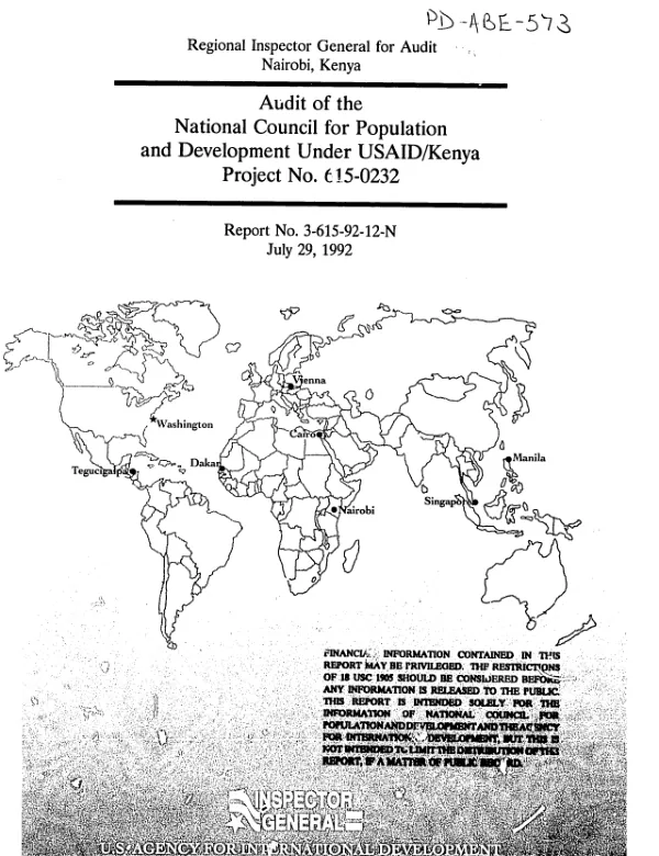 Audit of the National Council for Population and Development under USAID/Kenya project no. 615-0232