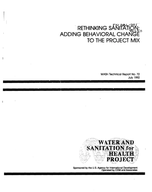 Rethinking sanitation : adding behavioral change to the project mix
