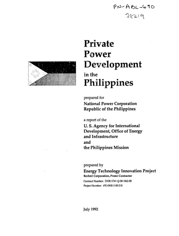 Private power development in the Philippines