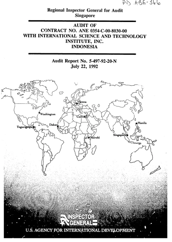 Audit of contract no. ANE-0354-C-00-8030-00 with International Science and Technology Institute, Inc. -- Indonesia