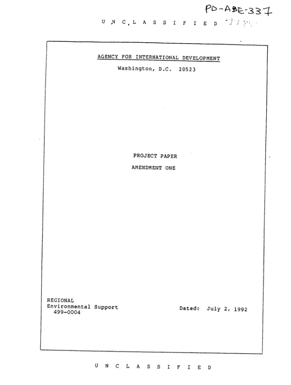 Environmental support project : amendment 1