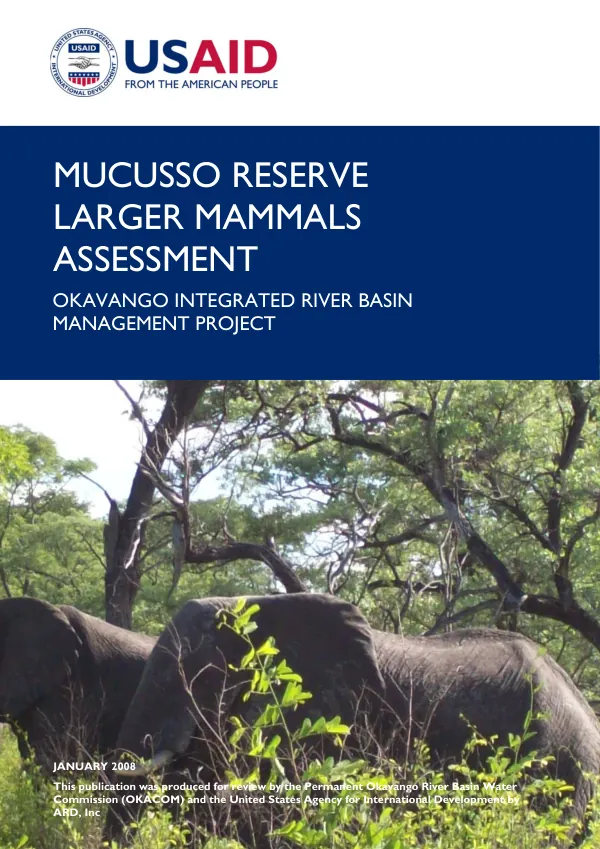 Mucusso reserve larger mammals assessment
