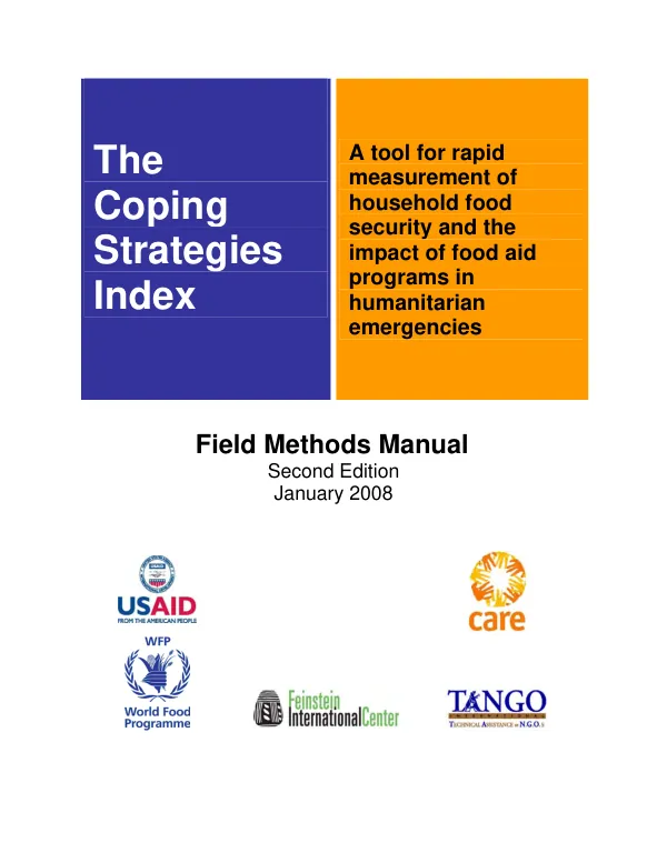 The coping strategies index : field methods manual