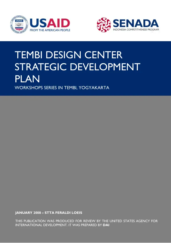 Tembi Design Center : strategic development plan -- workshops series in Tembi, Yogyakarta