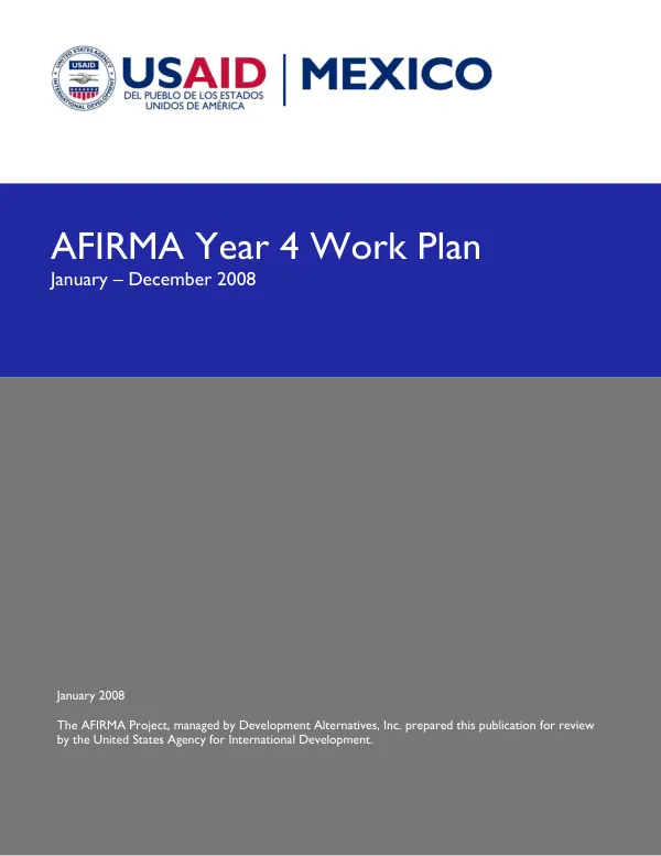 AFIRMA year 4 work plan : January-December 2008