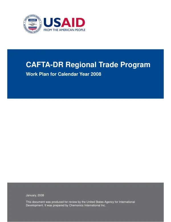 CAFTA-DR regional trade program : work plan for calendar year 2008