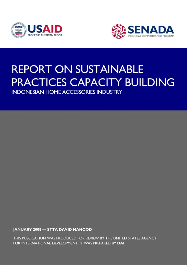 Report on sustainable practices capacity building : Indonesian home accessories industry