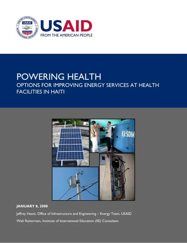 Powering health : options for improving energy services at health facilities in Haiti