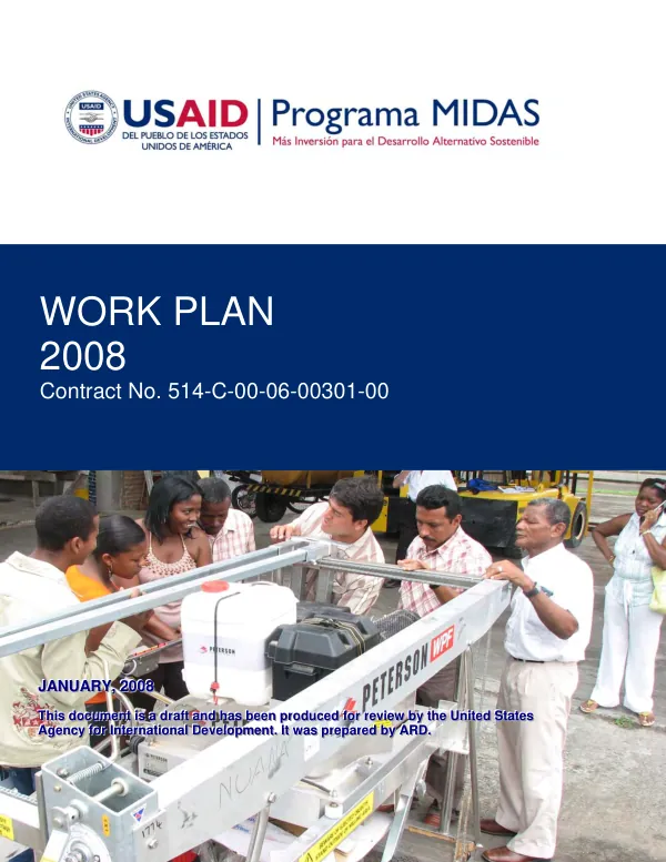 Mas inversion para el desarrollo alternativo sostenible : work plan 2008