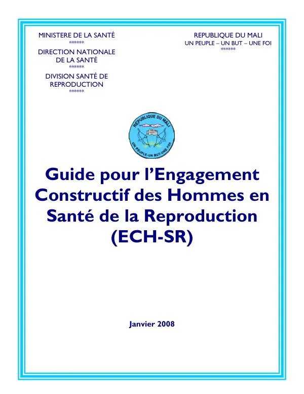 Guide pour l"engagement constructif des hommes en sante de la reproduction (ECH-SR)