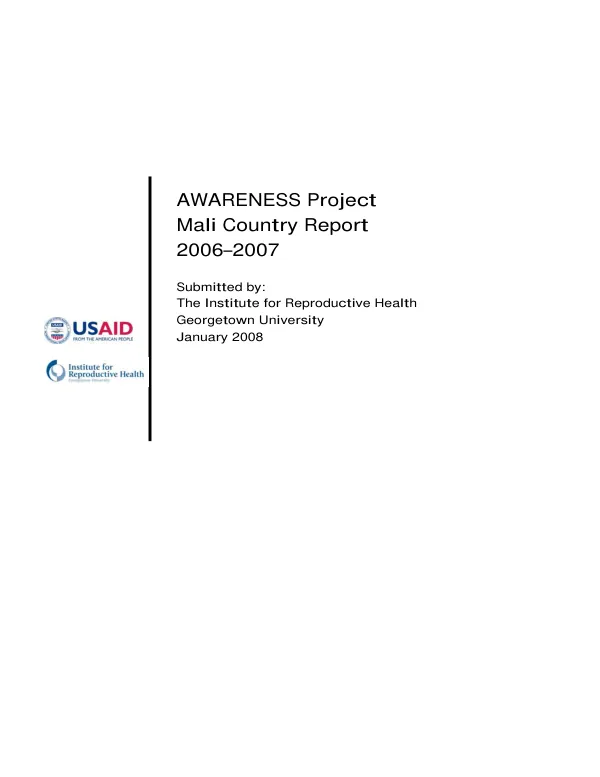 AWARENESS project : Mali country report 2006-2007