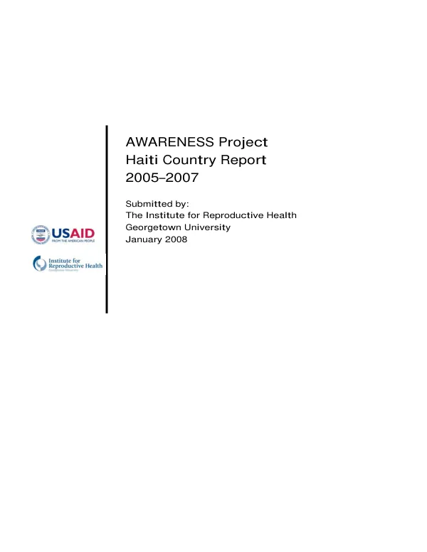 AWARENESS project : Haiti country report 2005-2007
