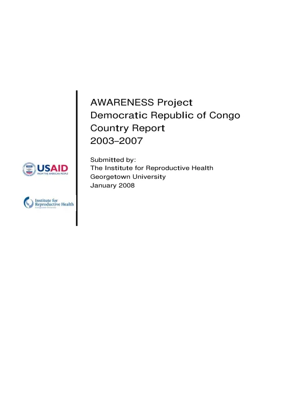 AWARENESS project : Democratic Republic of Congo country report 2003-2007