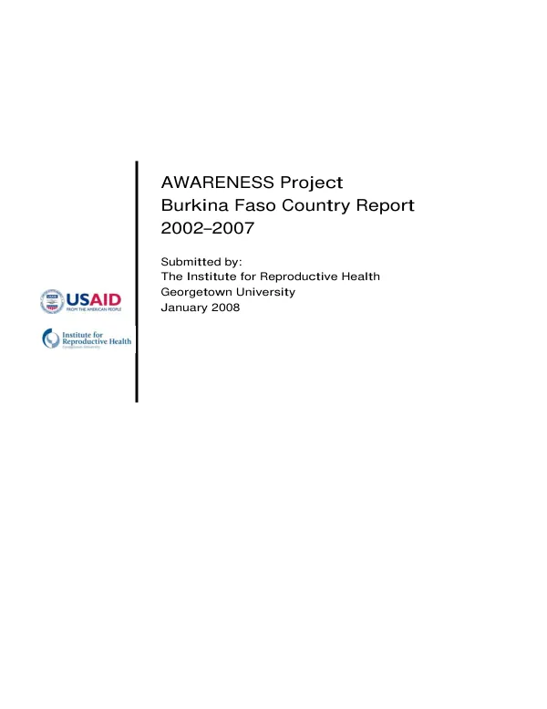 AWARENESS project : Burkina Faso country report 2002-2007