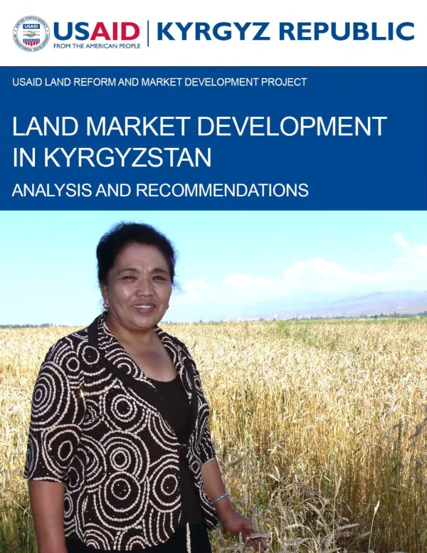 Land market development in Kyrgyzstan : analysis and recommendations