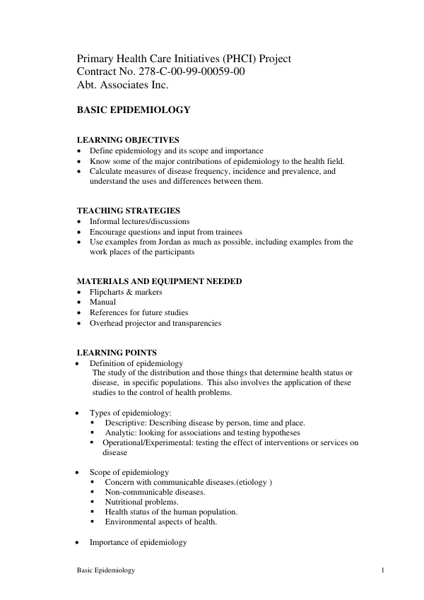 Basic epidemiology