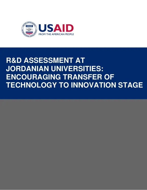 R&D assessment at Jordanian universities : encouraging transfer of technology to innovation stage